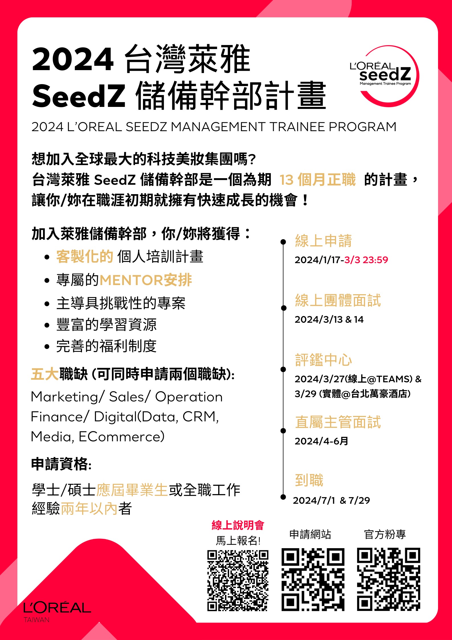 2024 台灣萊雅 SeedZ儲備幹部計畫